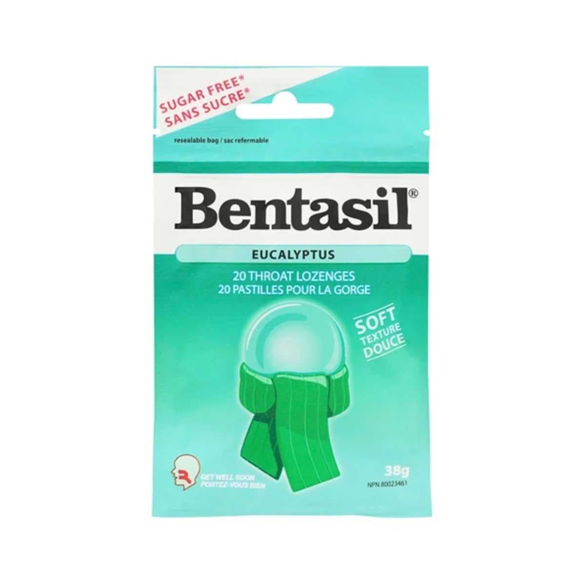 Sugar Free 20 Soft Throat Lozenges - Eucalyptus